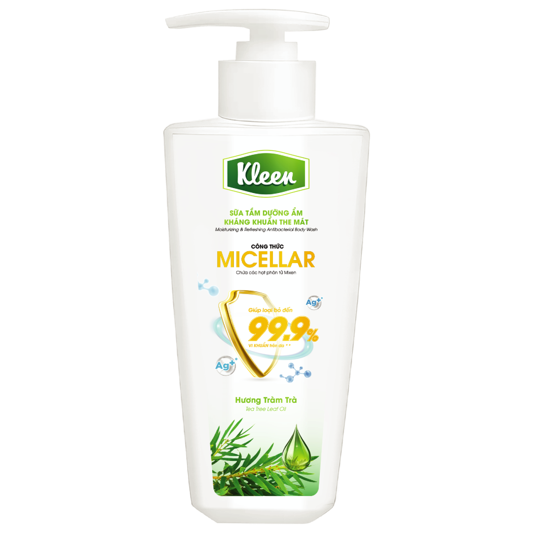 Sữa tắm Dưỡng ẩm Kháng khuẩn The mát Hương Tràm Trà, Kleen 850g