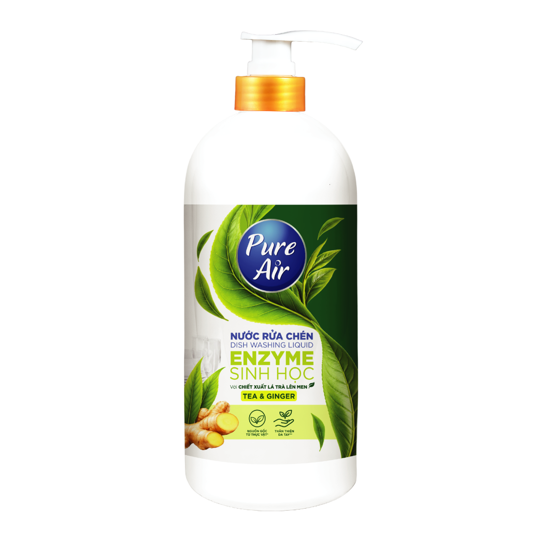Nước rửa chén Enzyme sinh học Pure Air Hương Trà và Gừng, 750g