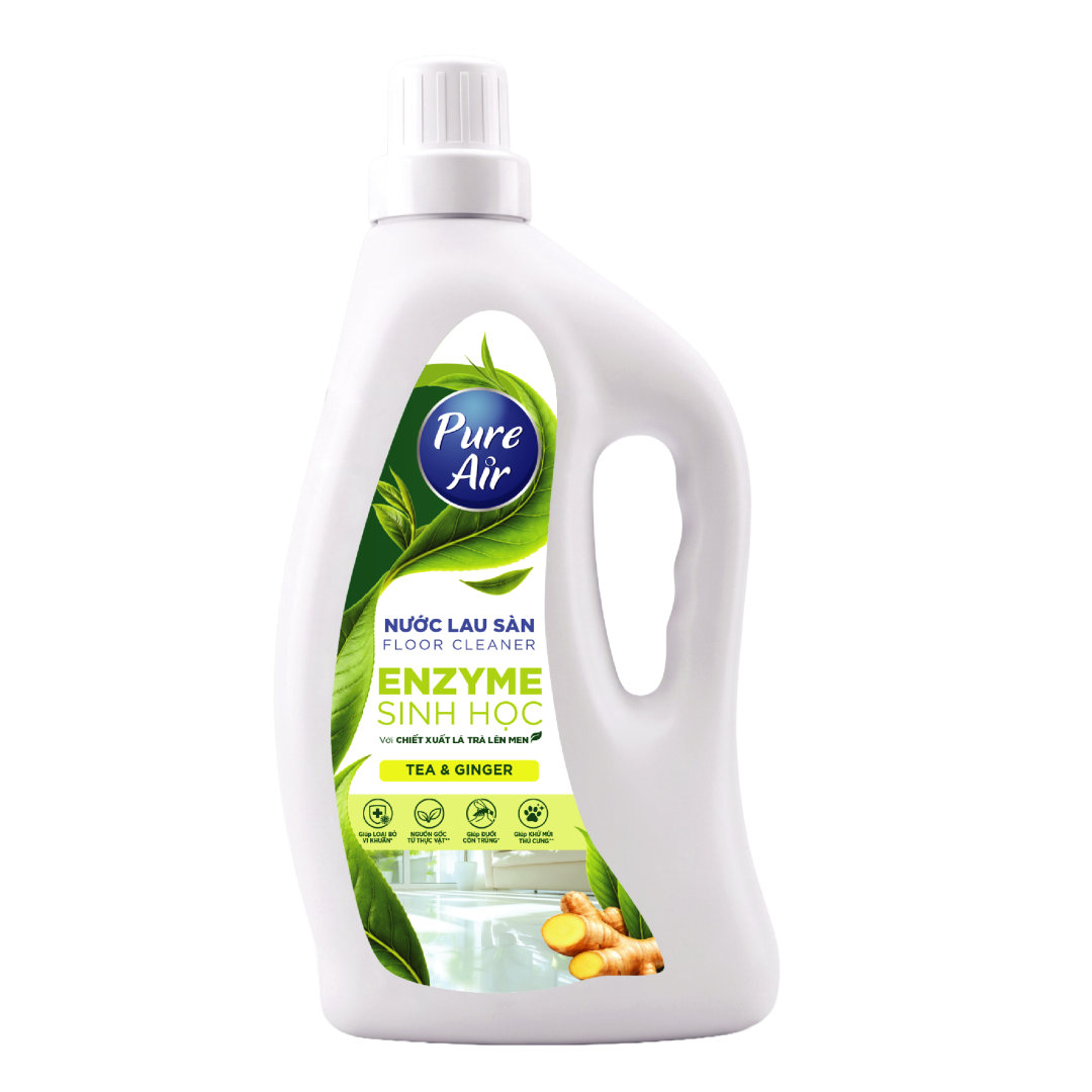 Nước lau sàn Enzyme sinh học Pure Air Hương Trà và Gừng, 1,1L