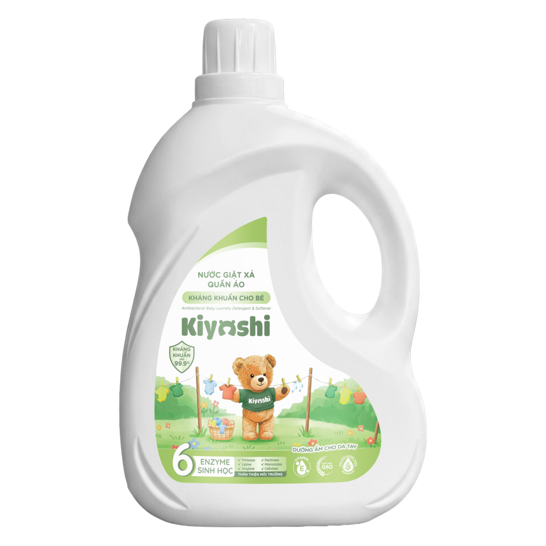 Nước giặt xả quần áo kháng khuẩn cho bé, Kiyoshi 2,3Kg