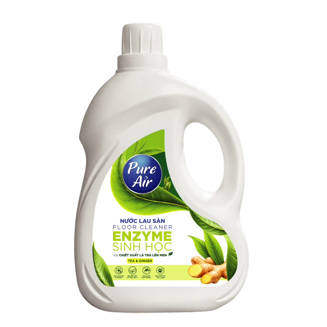 Nước lau sàn Enzyme sinh học Pure Air Hương Trà và Gừng, 2,3L